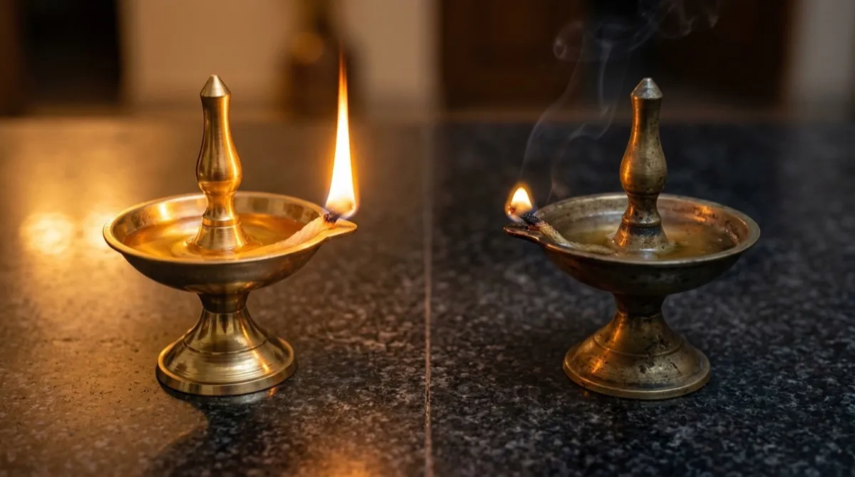 Healthy bright Agni flame vs dim weakened flame