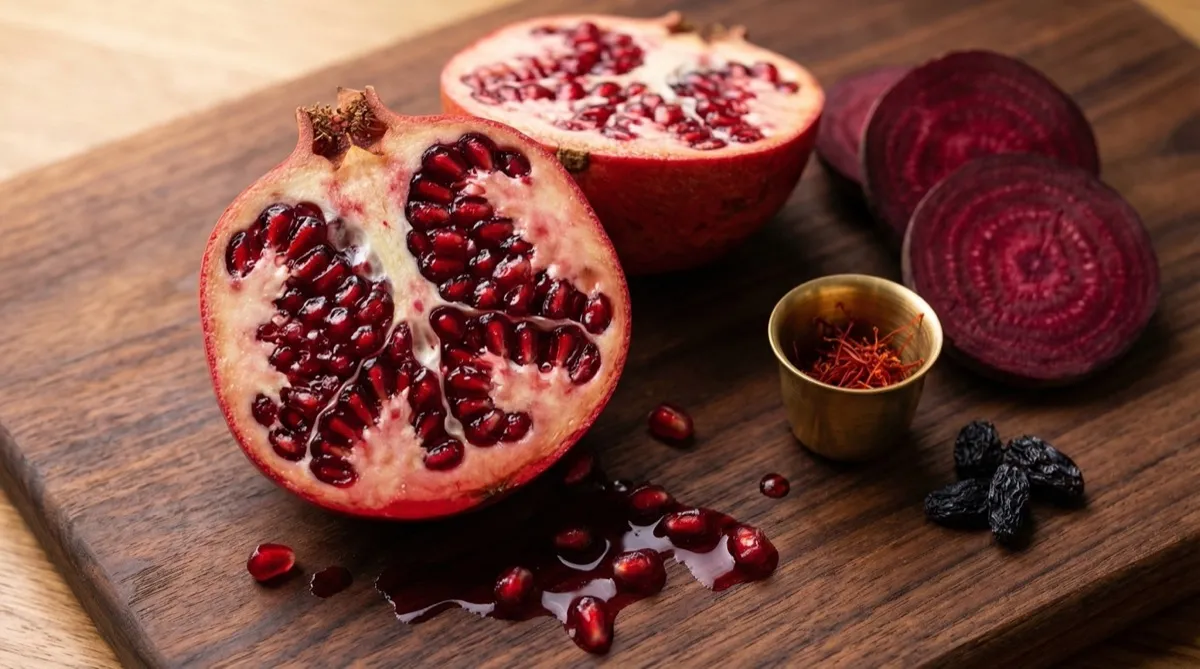 Rakta dhatu — ripe pomegranate split open